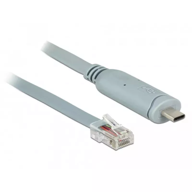 Cabo serial DeLOCK 89893 USB 2.0 Type-C para RJ45 cinzento 1 m
