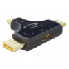 DeLOCK 64059 adaptador de monitor 3 em 1, entrada HDMI / DisplayPort / mini DisplayPort para saída HDMI, 4K 60 Hz, preto