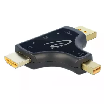 DeLOCK 64059 adaptador de monitor 3 em 1, entrada HDMI / DisplayPort / mini DisplayPort para saída HDMI, 4K 60 Hz, preto