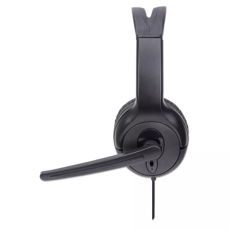 Headset over-ear mono Manhattan (USB), braço do microfone (acolchoado), embalagem de retalho, arco de cabeça ajustável, telecomando no cabo, almofadas auriculares, USB-A para áudio e microfone, cabo 1,5 m, três anos de garantia