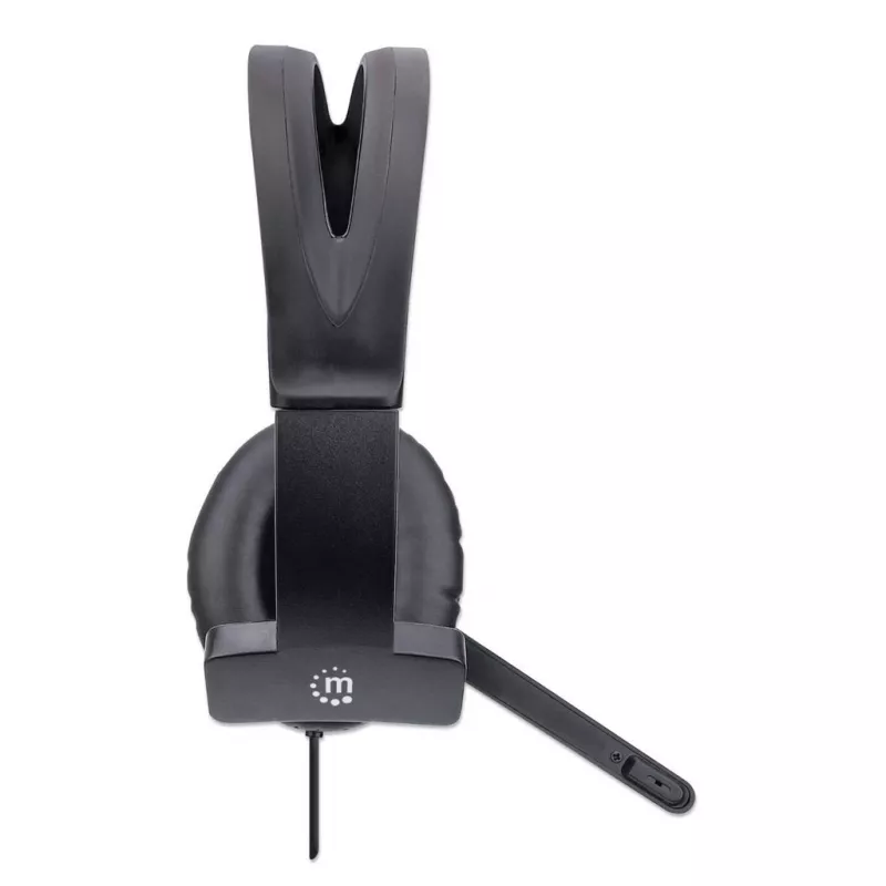 Headset over-ear mono Manhattan (USB), braço do microfone (acolchoado), embalagem de retalho, arco de cabeça ajustável, telecomando no cabo, almofadas auriculares, USB-A para áudio e microfone, cabo 1,5 m, três anos de garantia