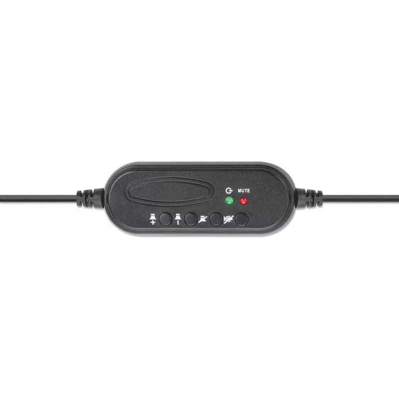 Headset over-ear mono Manhattan (USB), braço do microfone (acolchoado), embalagem de retalho, arco de cabeça ajustável, telecomando no cabo, almofadas auriculares, USB-A para áudio e microfone, cabo 1,5 m, três anos de garantia