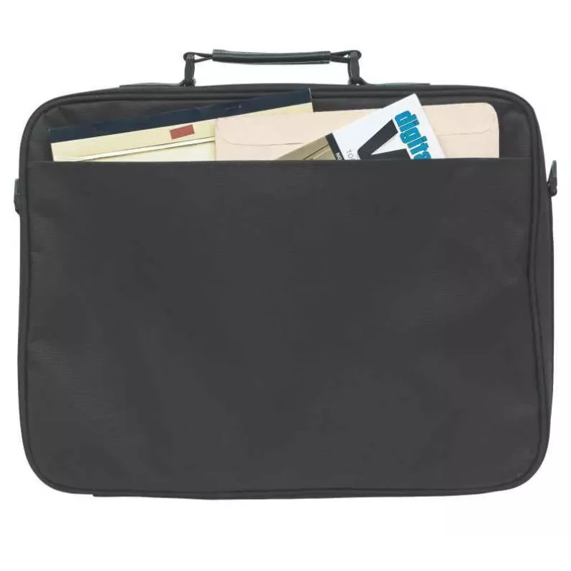 Mala para portátil Manhattan Empire 17,3 polegadas, design clamshell, compartimento para acessórios, alça de ombro (amovível), mala para portátil, preto, três anos de garantia