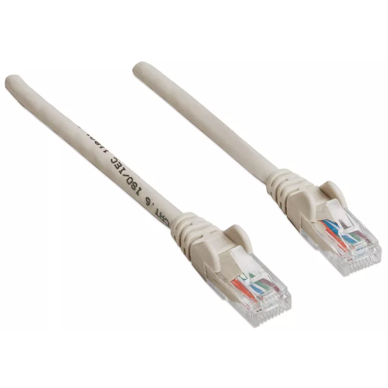 Cabo de rede patch Intellinet, Cat6, 20 m, cinzento, CCA, U/UTP, PVC, RJ45, contactos banhados a ouro, proteção da patilha, bainha anti-dobra, garantia vitalícia
