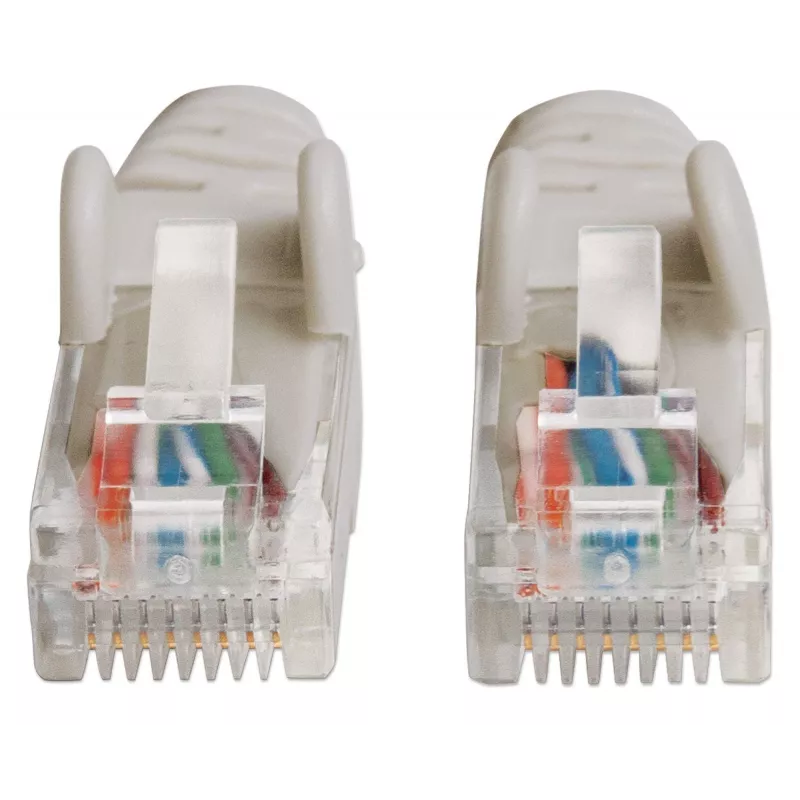 Cabo de rede patch Intellinet, Cat6, 20 m, cinzento, CCA, U/UTP, PVC, RJ45, contactos banhados a ouro, proteção da patilha, bainha anti-dobra, garantia vitalícia
