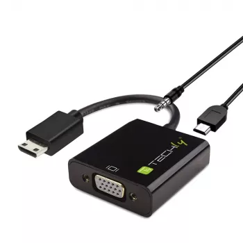 Conversor Techly HDMI Mini C para VGA IDATA HDMI-VGA4, VGA (D-Sub), HDMI Type-C (Mini), ficha, conector fêmea, 1920 x 1080 píxeis, 1080p, 720p, 480p