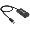 Cabo adaptador Manhattan USB-A para HDMI, 60 cm, ficha para conector fêmea, 5 Gbit/s (USB 3.2 Gen1, também conhecido como USB 3.0), 2560x1440 @ 32 bits de cor, vídeo Full-HD 1080p@16:9, preto, blister