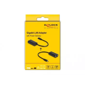 Adaptador de género de cabo DeLOCK 61026 USB-C para RJ45 preto