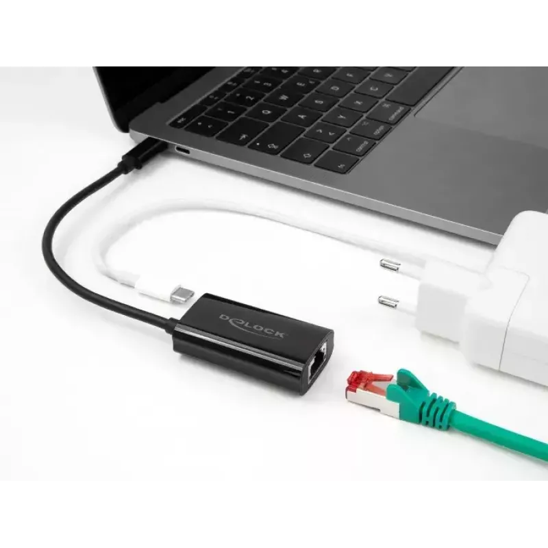 Adaptador de género de cabo DeLOCK 61026 USB-C para RJ45 preto