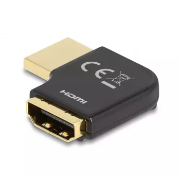Adaptador HDMI DeLOCK ficha para conector fêmea 90° em ângulo reto 8K 60 Hz metal