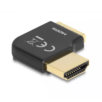 Adaptador HDMI DeLOCK ficha para conector fêmea 90° em ângulo reto 8K 60 Hz metal