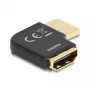 Adaptador HDMI DeLOCK ficha para conector fêmea 90° inclinado para a esquerda 8K 60 Hz metal