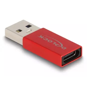 Adaptador USB DeLOCK USB Type-A ficha para conector fêmea USB Type-C vermelho 10 Gbit/s