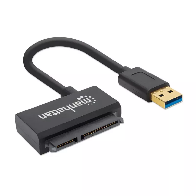 Cabo adaptador Manhattan USB-A para SATA 2,5 polegadas, 42 cm, ficha para ficha, 5 Gbit/s (USB 3.2 Gen1, também conhecido como USB 3.0), suporta LBA de 48 bits, SuperSpeed USB, três anos de garantia