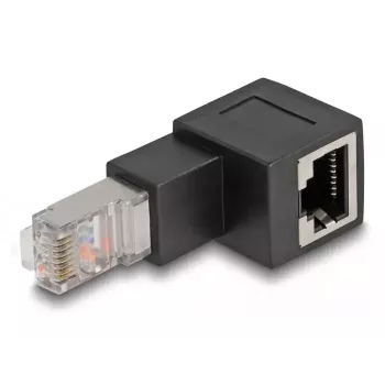 Adaptador DeLOCK ficha RJ45 para conector fêmea RJ45 Cat.6A 90° inclinado para baixo