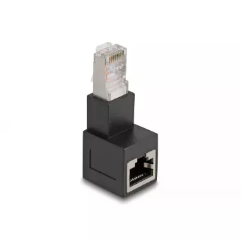 Adaptador DeLOCK ficha RJ45 para conector fêmea RJ45 Cat.6A 90° inclinado para baixo