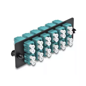 Painel adaptador de fibra ótica DeLOCK LC Duplex OM4 12 portas aqua