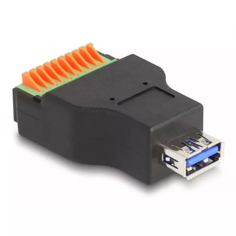 Adaptador DeLOCK USB 3.2 Gen 1 conector fêmea Type-A para barra de terminais 10 pinos