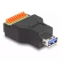 Adaptador DeLOCK USB 3.2 Gen 1 conector fêmea Type-A para barra de terminais 10 pinos