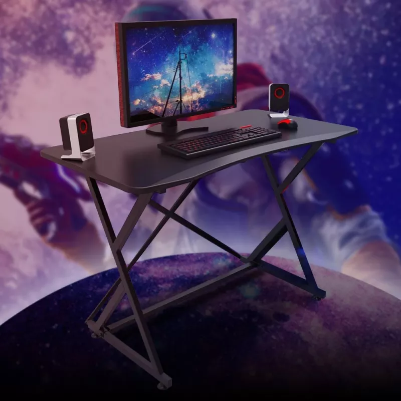 Secretária gaming Techly para PC com bordo ergonómico chanfrado preto