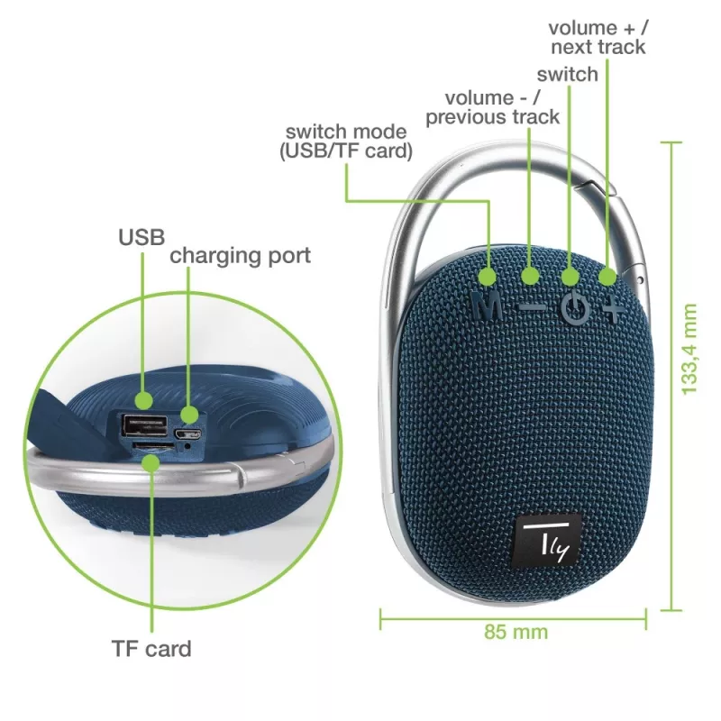 Altifalante portátil/para festas Techly ICASBL321BL mono altifalante portátil azul 5 W