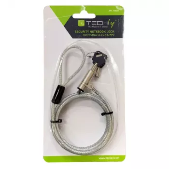 Sistema de segurança Techly Wedge-Lock fechadura para cabo de portátil 1,8 m