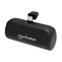 Powerbank Manhattan com ficha USB-C integrada, 5000 mAh, até 20 W de potência de saída, kickstand para utilização como suporte de carregamento de telemóvel, preto, um ano de garantia