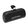 Powerbank Manhattan com ficha USB-C integrada, 5000 mAh, até 20 W de potência de saída, kickstand para utilização como suporte de carregamento de telemóvel, preto, um ano de garantia