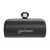 Powerbank Manhattan com ficha USB-C integrada, 5000 mAh, até 20 W de potência de saída, kickstand para utilização como suporte de carregamento de telemóvel, preto, um ano de garantia
