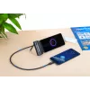 Powerbank Manhattan com ficha USB-C integrada, 5000 mAh, até 20 W de potência de saída, kickstand para utilização como suporte de carregamento de telemóvel, preto, um ano de garantia