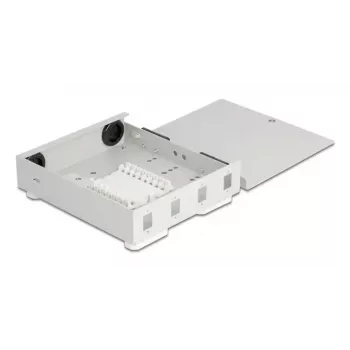 Caixa de parede em fibra ótica DELOCK 4× SC simplex ou adaptador LC duplex, caixa metálica, cinzento