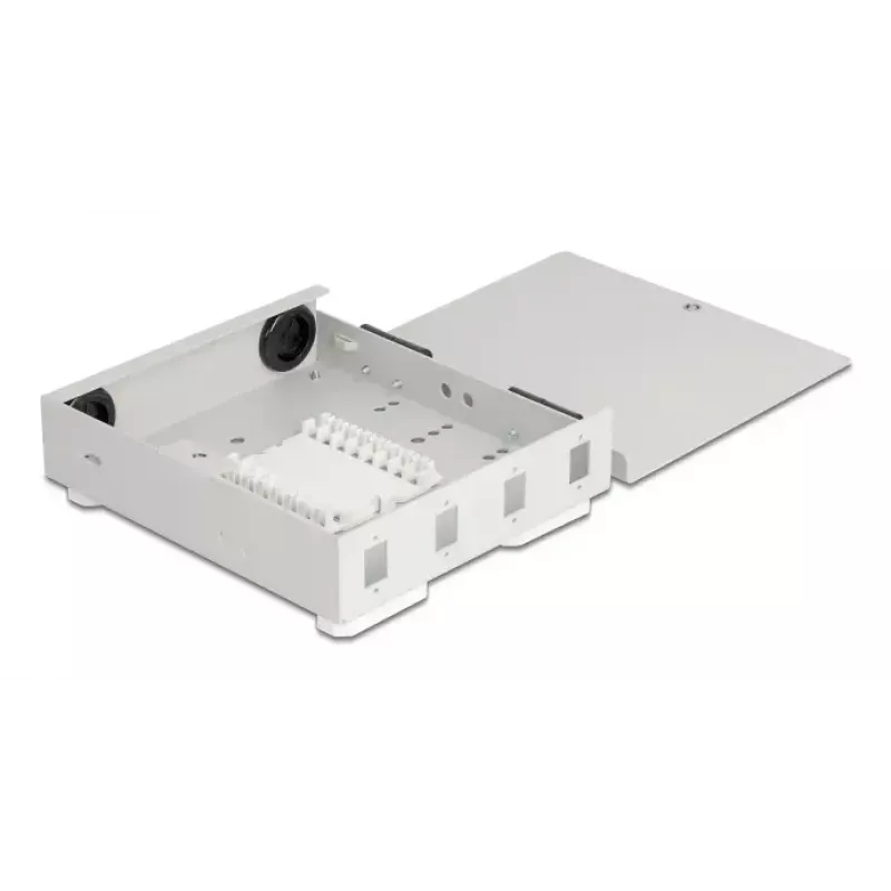 Caixa de parede em fibra ótica DELOCK 4× SC simplex ou adaptador LC duplex, caixa metálica, cinzento