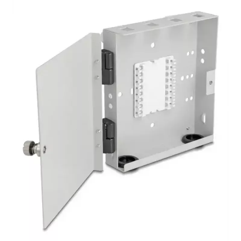 Caixa de parede em fibra ótica DELOCK 4× SC simplex ou adaptador LC duplex, caixa metálica, cinzento