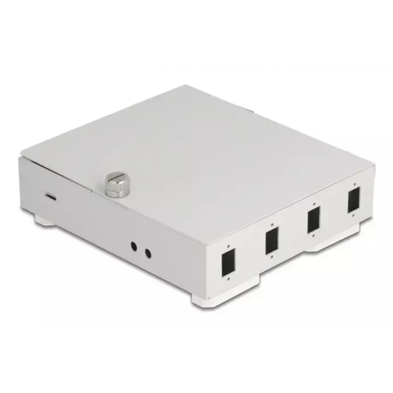 Caixa de parede em fibra ótica DELOCK 4× SC simplex ou adaptador LC duplex, caixa metálica, cinzento