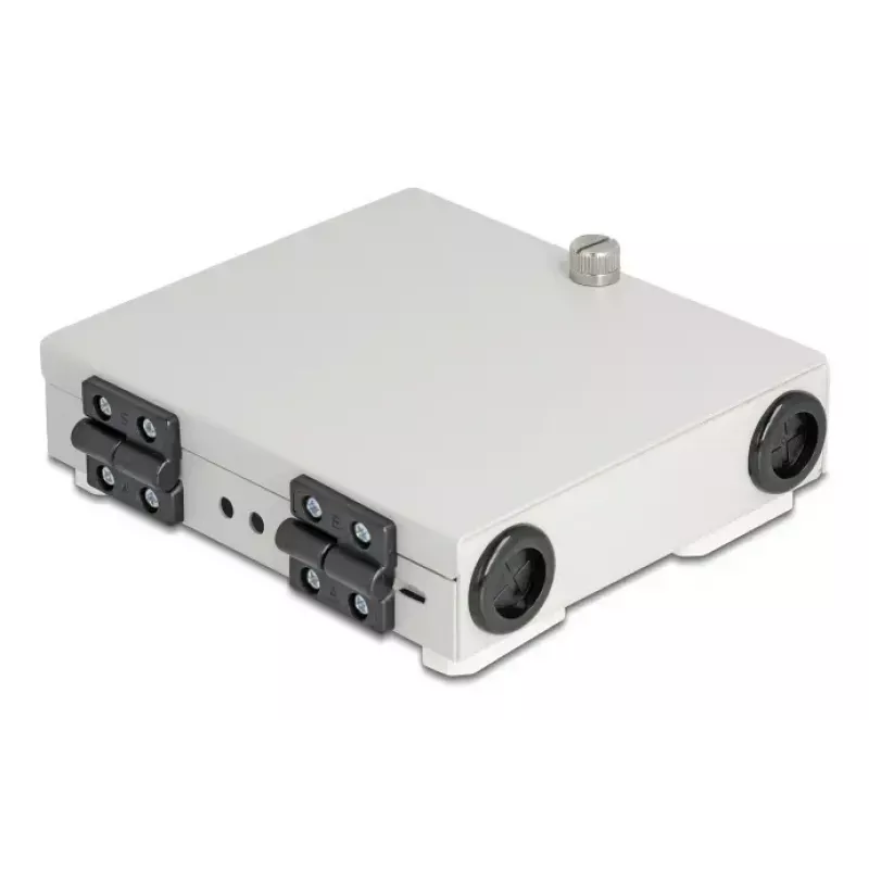 Caixa de parede em fibra ótica DELOCK 4× SC simplex ou adaptador LC duplex, caixa metálica, cinzento