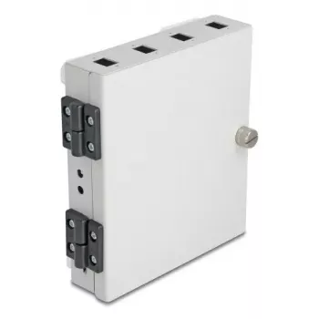 Caixa de parede em fibra ótica DELOCK 4× SC simplex ou adaptador LC duplex, caixa metálica, cinzento