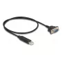 Adaptador USB RS-232 DELOCK USB 2.0 para D-Sub 9 macho com porcas, USB Type-A para RS-232, 0,5 m, preto