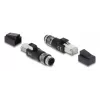 Adaptador M12 codificado D de 4 pinos (macho) para ficha RJ45, DELOCK 90831, contactos dourados, preto