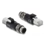 Adaptador M12 codificado D de 4 pinos (macho) para ficha RJ45, DELOCK 90831, contactos dourados, preto