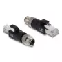 Adaptador DELOCK M12 codificado X de 8 pinos macho para ficha RJ45, contactos dourados, preto