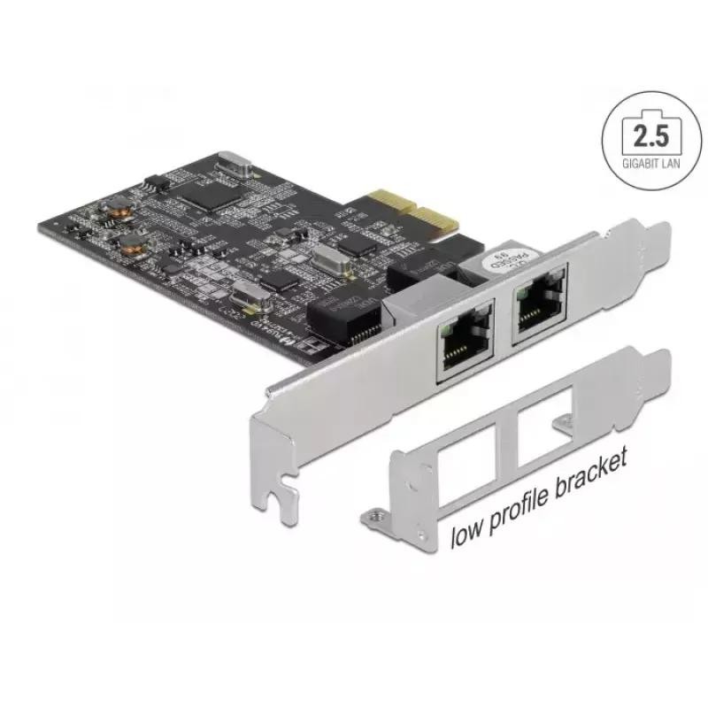 Placa DeLOCK PCI Express x2 para 2 x RJ45 2.5 Gigabit LAN RTL8125