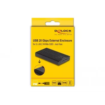 Caixa para SSD DeLOCK 42022 Caixa externa USB 20 Gbps para 2 x SSD M.2 NVMe PCIe
