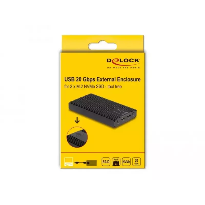 Caixa para SSD DeLOCK 42022 Caixa externa USB 20 Gbps para 2 x SSD M.2 NVMe PCIe