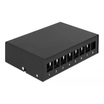 Painel de ligação Keystone DeLOCK 43413 8 portas preto