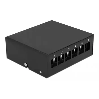 Painel de ligação DeLOCK Keystone 6 portas preto