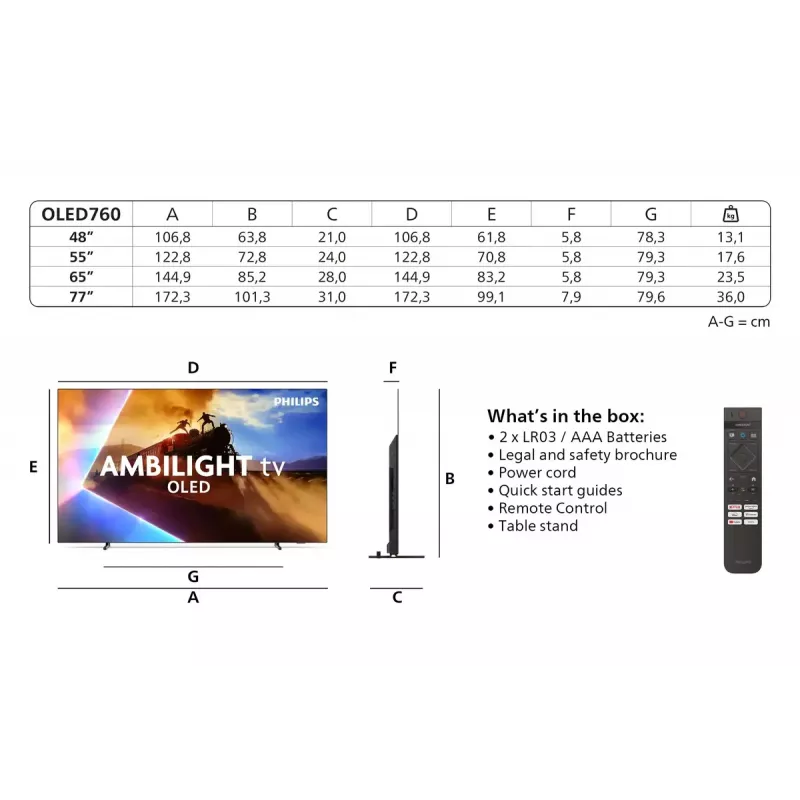 Televisor Philips 77OLED760/12 77 polegadas 4K Ultra HD OLED 3840 x 2160