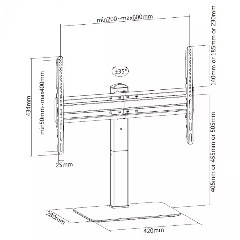 Suporte universal para TV Equip 37 polegadas - 70 polegadas, preto, capacidade 40 kg, 94-177,8 cm