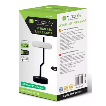 Techly I-LAMP-TABLE2 candeeiro de mesa lâmpada não substituível 2 W LED preto, branco