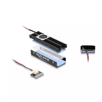 Dissipador de calor DeLOCK com ventoinha para M.2 SSD 2280 preto alumínio