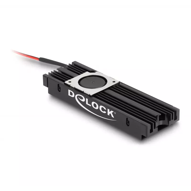 Dissipador de calor DeLOCK com ventoinha para M.2 SSD 2280 preto alumínio